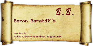 Beron Barabás névjegykártya